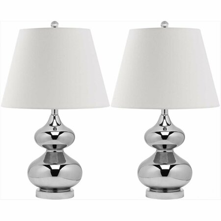 SAFAVIEH Eva Double Gourd Glass Table Lamp- Silver, 2PK LIT4086M-SET2